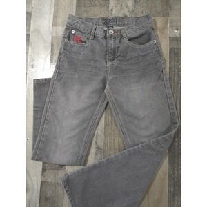Y2K Vintage Coogi Boys Grey Denim Size 12 Red Logo Straight Leg Streetwear